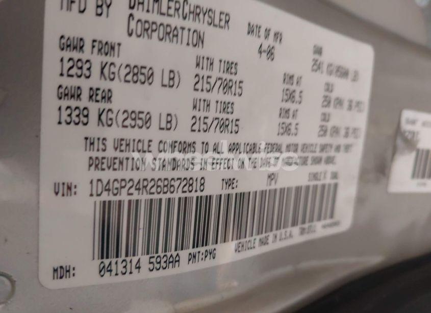 Photo 9 of 2006 Dodge Grand CARAVAN SE (VIN 1D4GP24R26B672818)