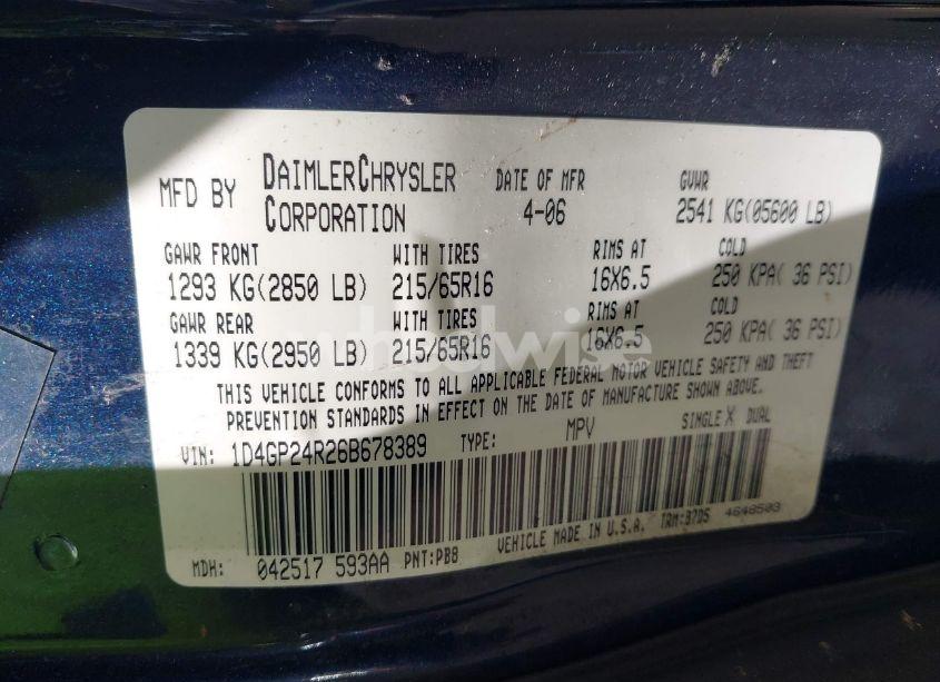 Photo 9 of 2006 Dodge Grand CARAVAN SE (VIN 1D4GP24R26B678389)