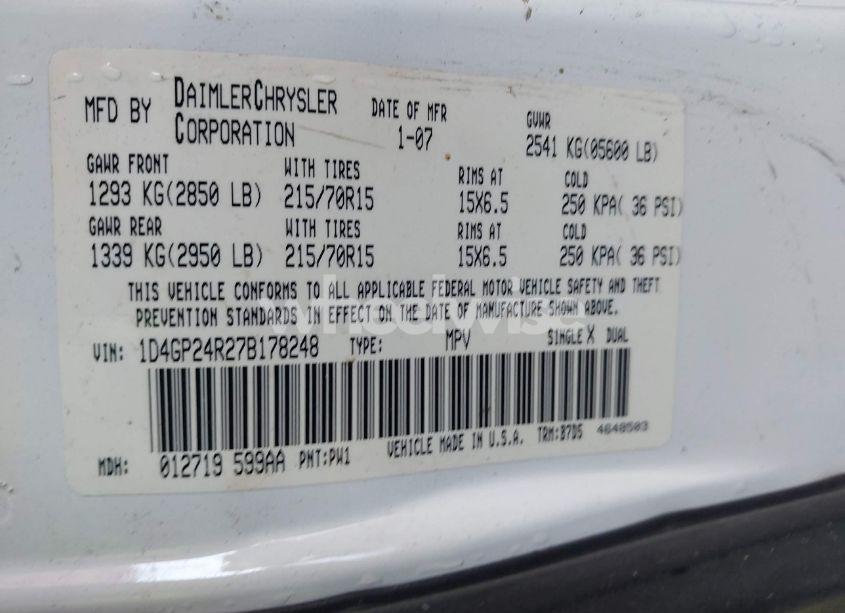 Photo 9 of 2007 Dodge Grand CARAVAN SE (VIN 1D4GP24R27B178248)