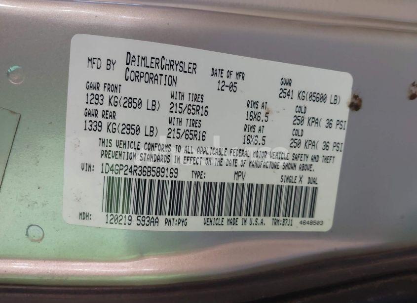 Photo 9 of 2006 Dodge Grand CARAVAN SE (VIN 1D4GP24R36B589169)