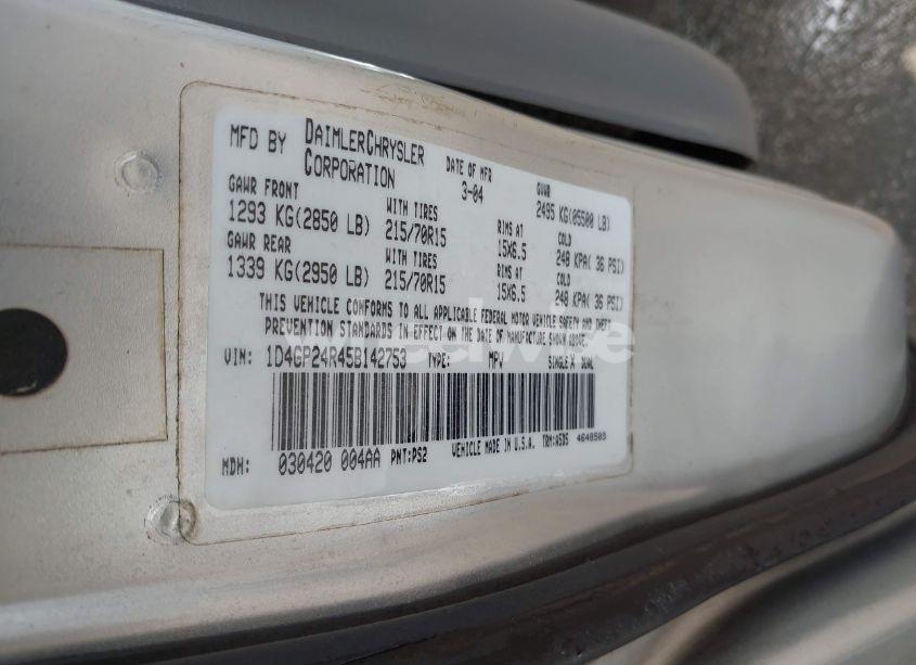 Photo 9 of 2005 Dodge Grand CARAVAN SE (VIN 1D4GP24R45B142753)