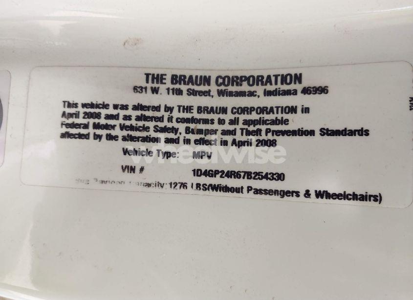 Photo 9 of 2007 Dodge Grand CARAVAN SE (VIN 1D4GP24R67B254330)