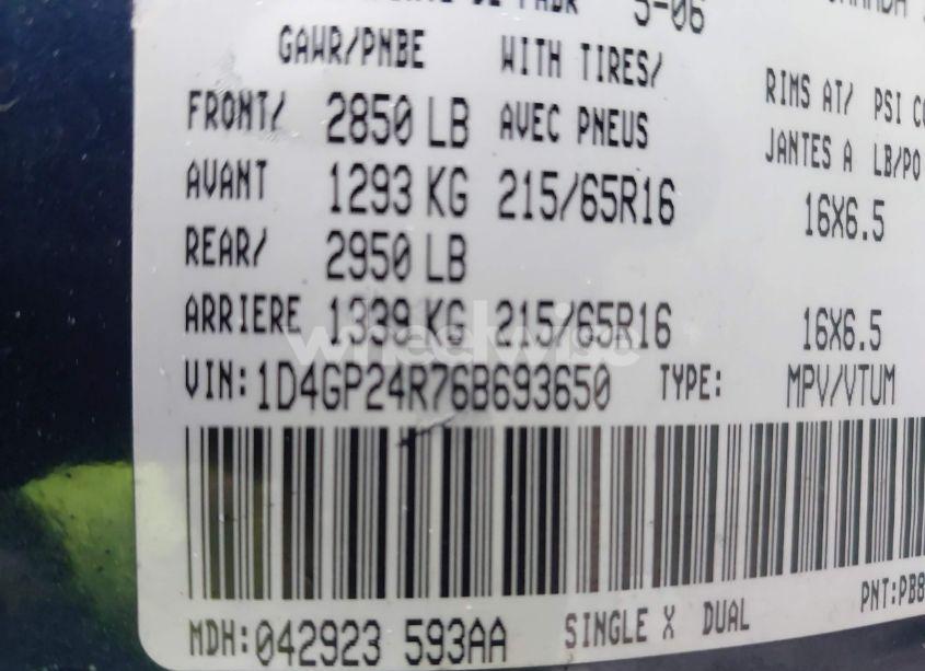 Photo 9 of 2006 Dodge Grand CARAVAN (VIN 1D4GP24R76B693650)