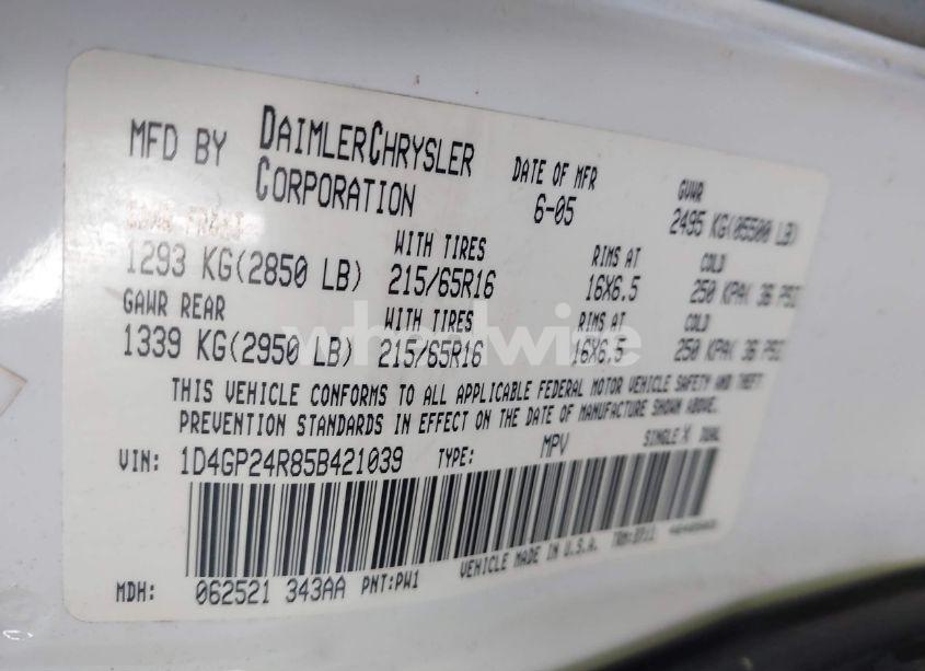 Photo 9 of 2005 Dodge Grand CARAVAN SE (VIN 1D4GP24R85B421039)