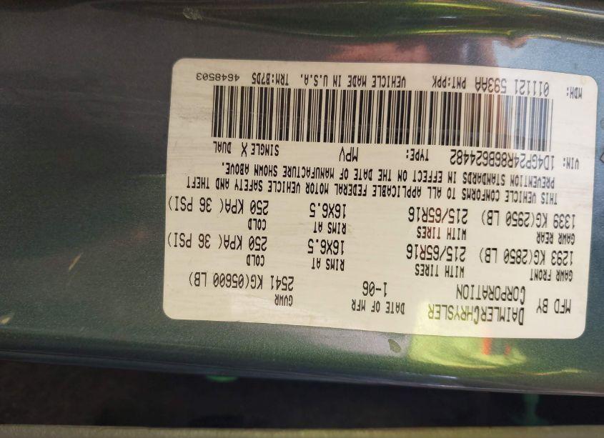 Photo 9 of 2006 Dodge Grand CARAVAN SE (VIN 1D4GP24R86B624482)