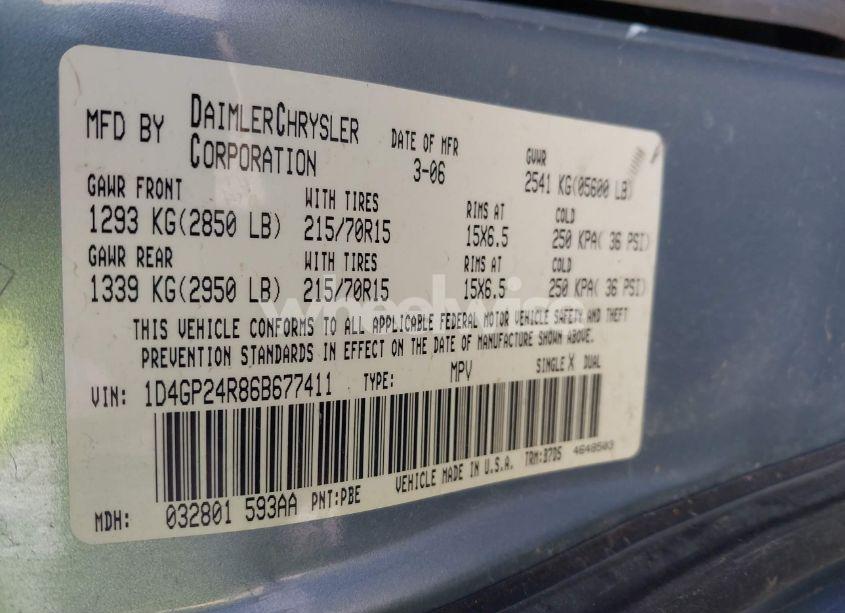 Photo 9 of 2006 Dodge Grand CARAVAN SE (VIN 1D4GP24R86B677411)