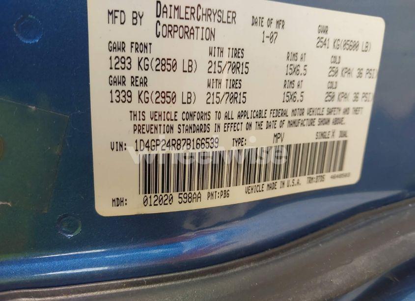 Photo 9 of 2007 Dodge Grand CARAVAN SE (VIN 1D4GP24R87B166539)