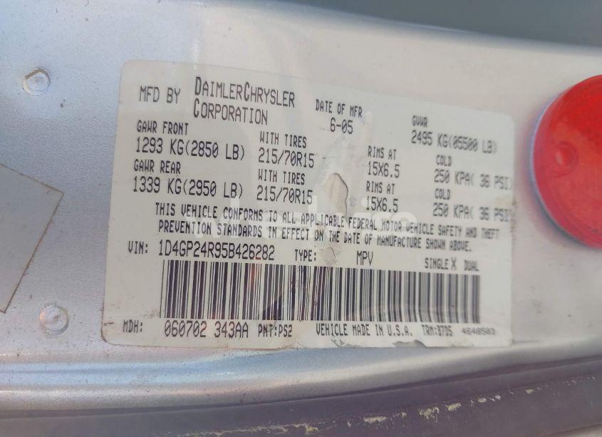 Photo 9 of 2005 Dodge Grand CARAVAN SE (VIN 1D4GP24R95B426282)