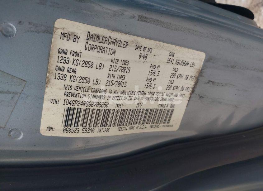Photo 9 of 2006 Dodge Grand CARAVAN SE (VIN 1D4GP24R96B709850)