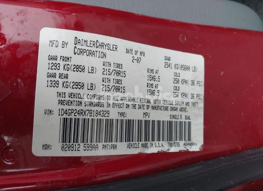 Photo 9 of 2007 Dodge Grand CARAVAN SE (VIN 1D4GP24RX7B184329)