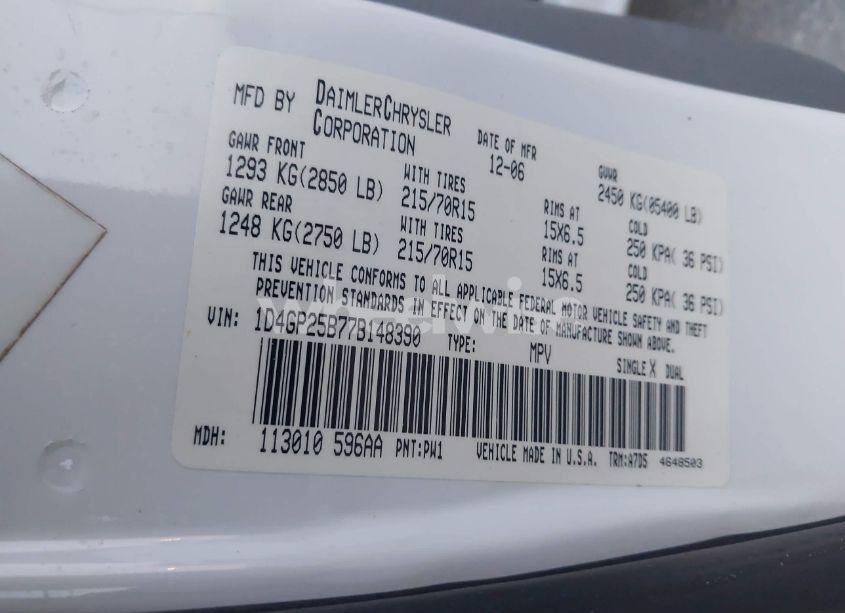 Photo 9 of 2007 Dodge Caravan SE (VIN 1D4GP25B77B148390)