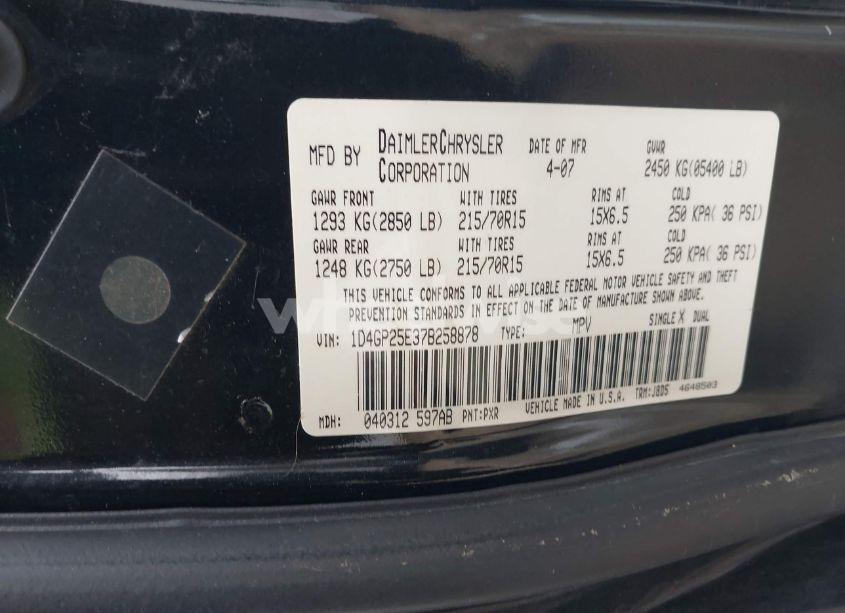 Photo 9 of 2007 Dodge Caravan SE (VIN 1D4GP25E37B258878)