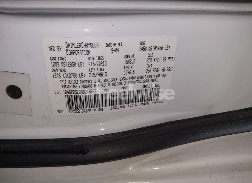 Photo 9 of 2005 Dodge Caravan SE (VIN 1D4GP25E85B249526)