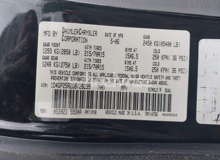 Photo 9 of 2006 Dodge Caravan SE (VIN 1D4GP25R26B728299)