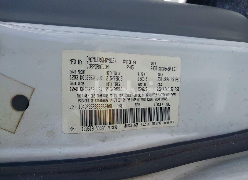 Photo 9 of 2006 Dodge Caravan SE (VIN 1D4GP25R36B603408)