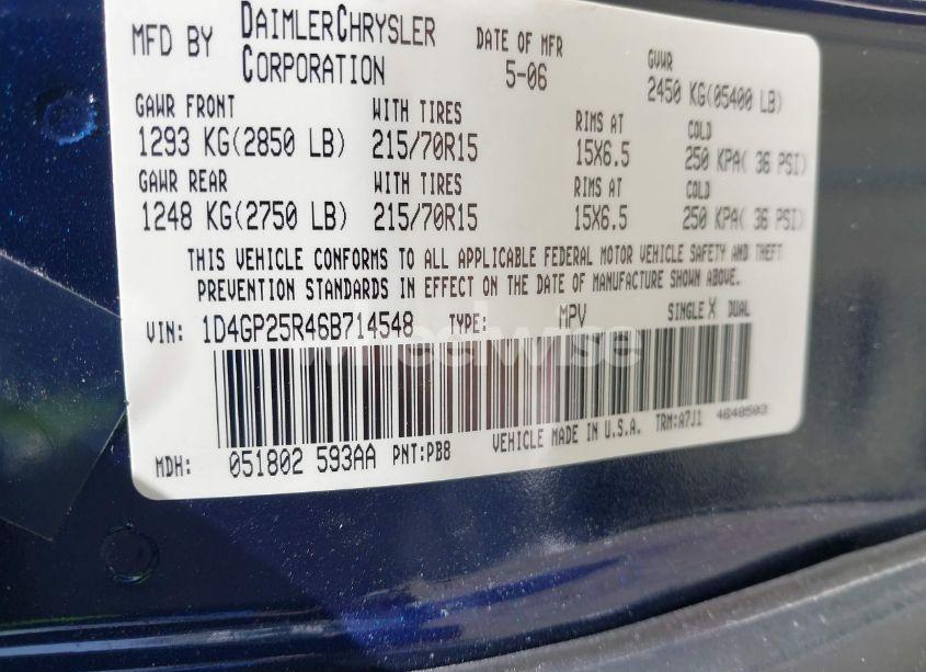 Photo 9 of 2006 Dodge Caravan SE (VIN 1D4GP25R46B714548)