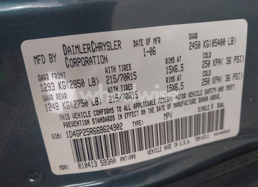 Photo 9 of 2006 Dodge Caravan SE (VIN 1D4GP25R66B624902)