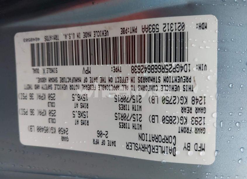 Photo 9 of 2006 Dodge Caravan SE (VIN 1D4GP25R66B642638)