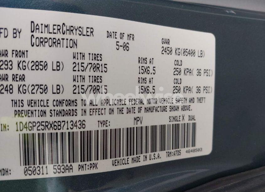 Photo 9 of 2006 Dodge Caravan SE (VIN 1D4GP25RX6B713436)