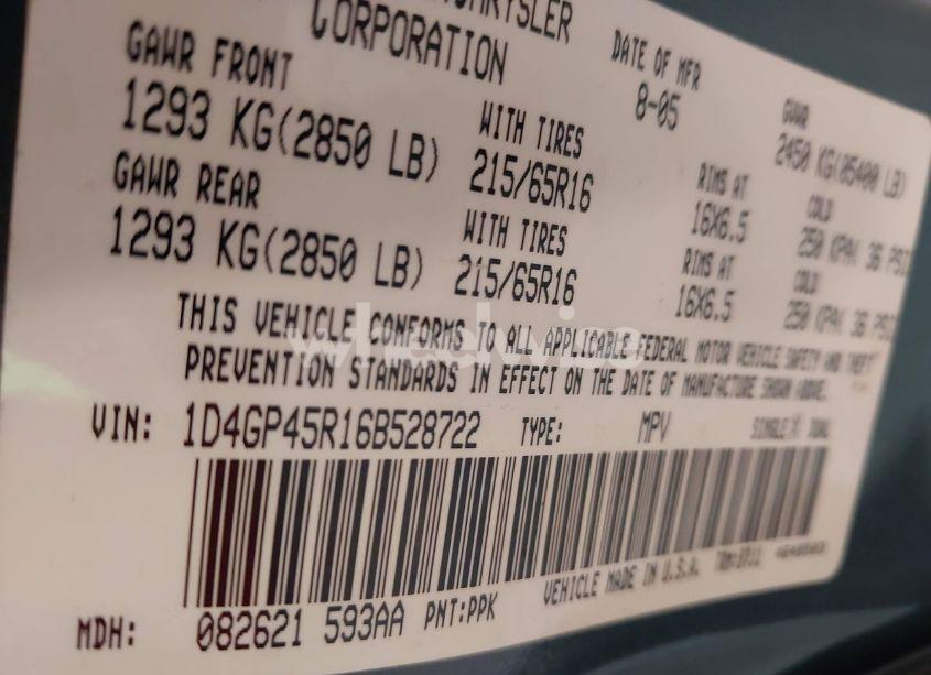 Photo 9 of 2006 Dodge Caravan SXT (VIN 1D4GP45R16B528722)