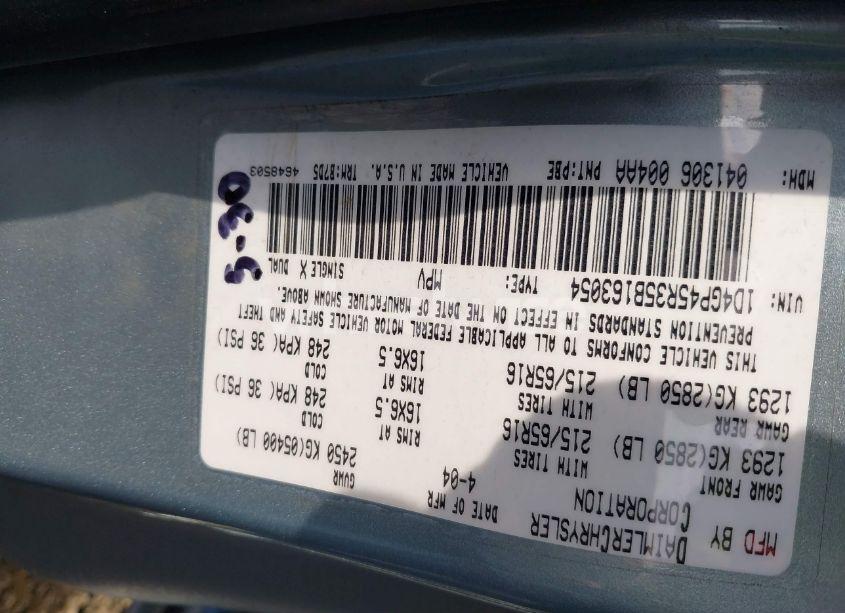 Photo 9 of 2005 Dodge Caravan SXT (VIN 1D4GP45R35B163054)