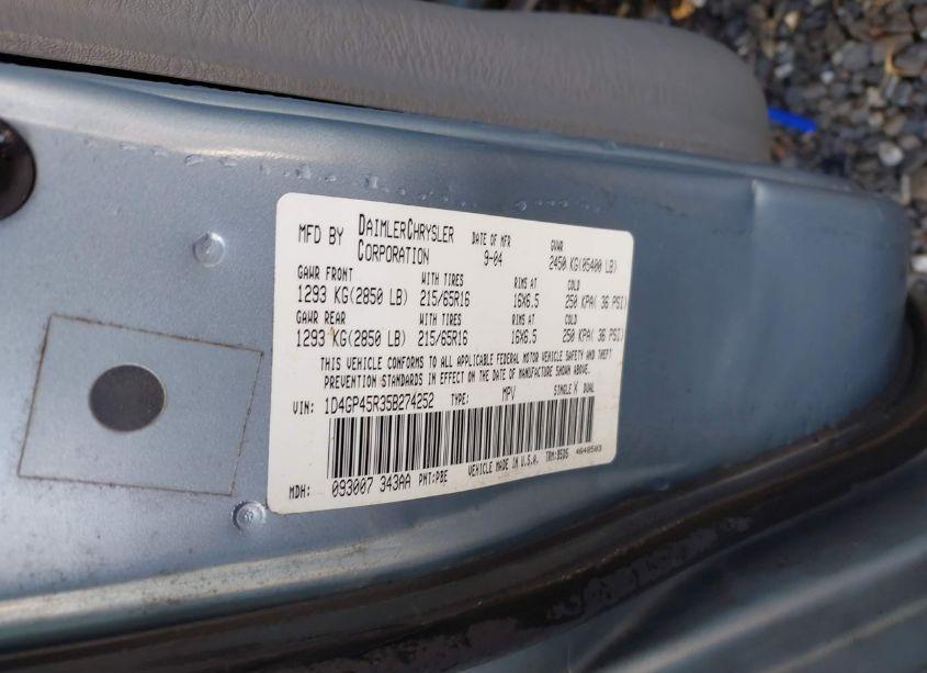 Photo 9 of 2005 Dodge Caravan SXT (VIN 1D4GP45R35B274252)