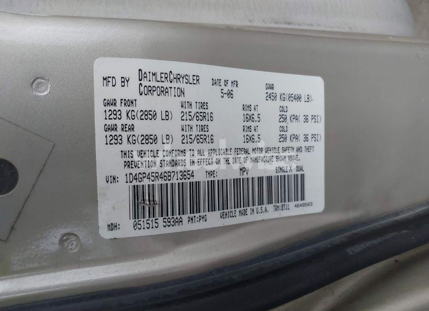 Photo 9 of 2006 Dodge Caravan SXT (VIN 1D4GP45R46B713654)