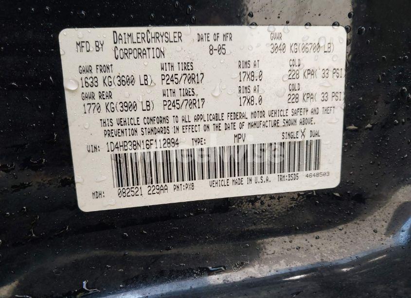 Photo 9 of 2006 Dodge Durango SXT (VIN 1D4HB38N16F112894)