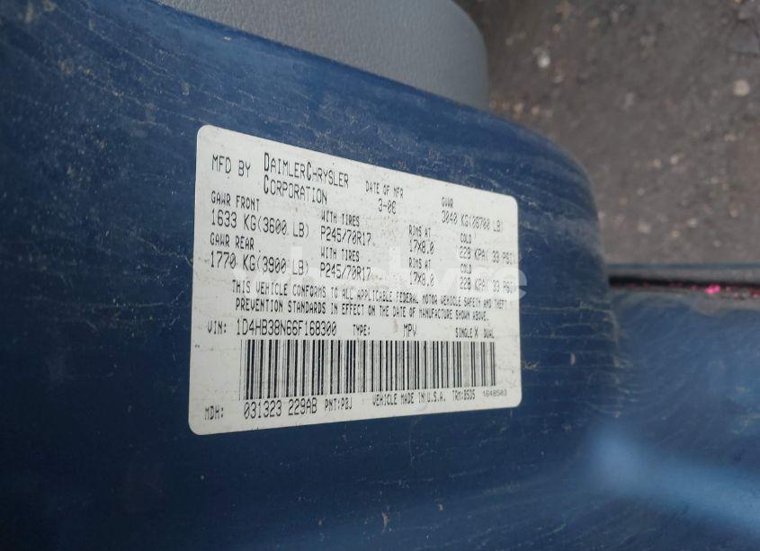 Photo 9 of 2006 Dodge Durango SXT (VIN 1D4HB38N66F168300)