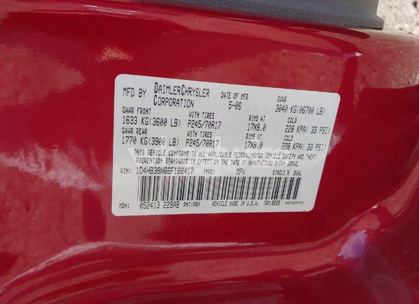 Photo 9 of 2006 Dodge Durango SXT (VIN 1D4HB38N66F188417)