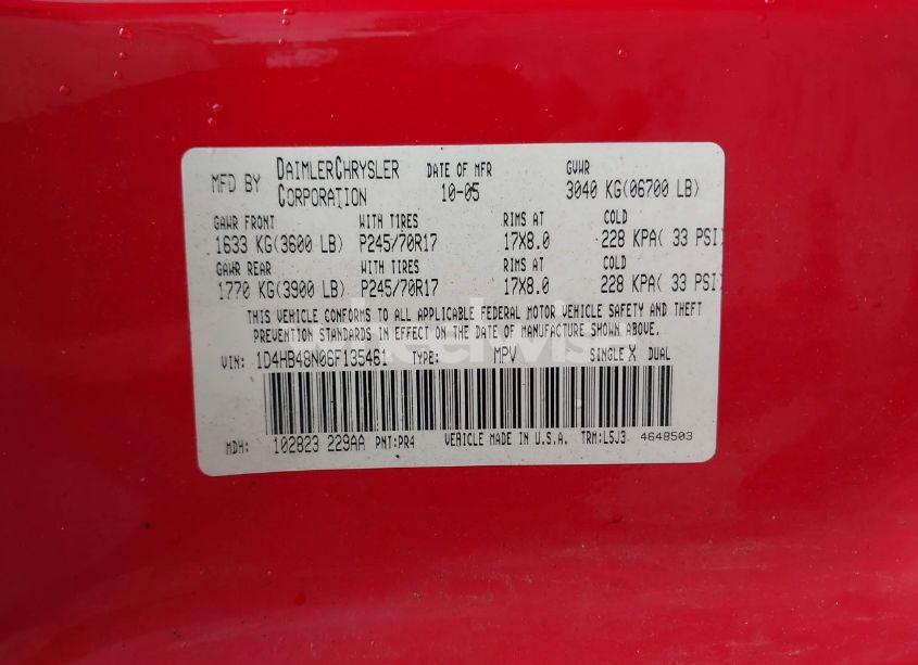 Photo 9 of 2006 Dodge Durango SLT (VIN 1D4HB48N06F135461)