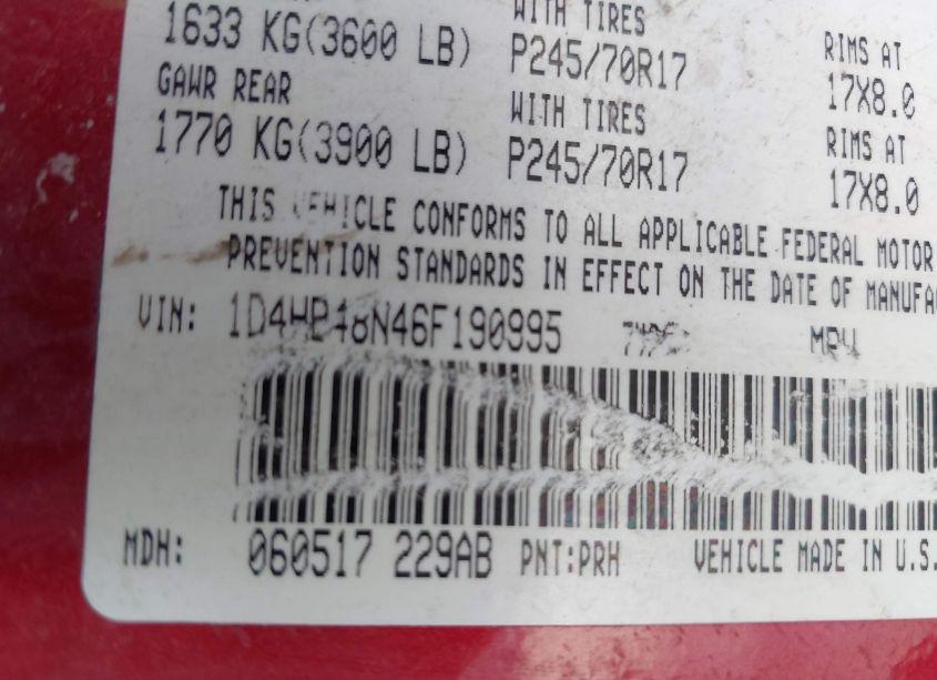 Photo 9 of 2006 Dodge Durango SLT (VIN 1D4HB48N46F190995)