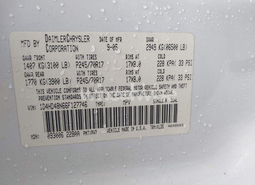 Photo 8 of 2006 Dodge Durango SLT (VIN 1D4HD48N66F127746)