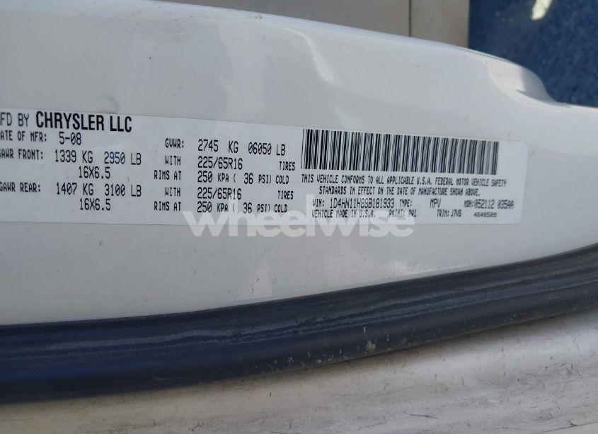 Photo 9 of 2008 Dodge Grand CARAVAN CV (VIN 1D4HN11H88B181933)