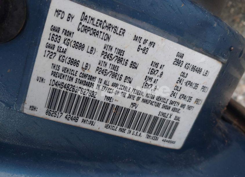 Photo 9 of 2003 Dodge Durango SLT (VIN 1D4HS48Z63F627832)