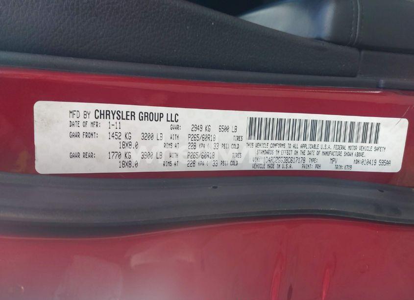 Photo 9 of 2011 Dodge Durango EXPRESS (VIN 1D4RD2GG3BC617178)