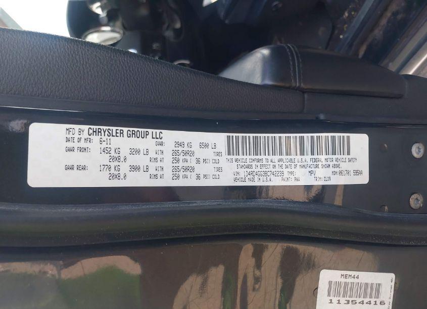 Photo 9 of 2011 Dodge Durango CREW (VIN 1D4RD4GG3BC742239)