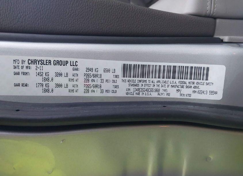 Photo 9 of 2011 Dodge Durango EXPRESS (VIN 1D4RE2GG4BC651868)