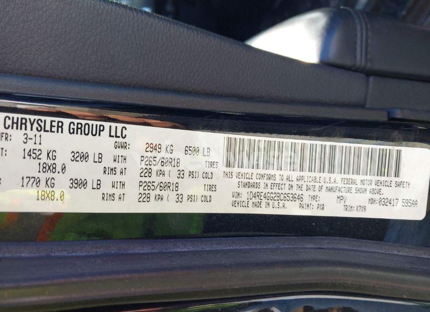 Photo 9 of 2011 Dodge Durango CREW (VIN 1D4RE4GG2BC653646)