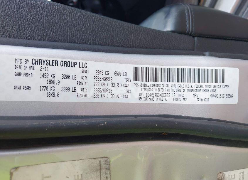 Photo 9 of 2011 Dodge Durango CREW (VIN 1D4RE4GGXBC633113)