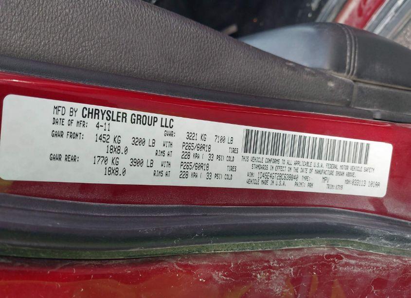 Photo 9 of 2011 Dodge Durango CREW (VIN 1D4SE4GT2BC638840)