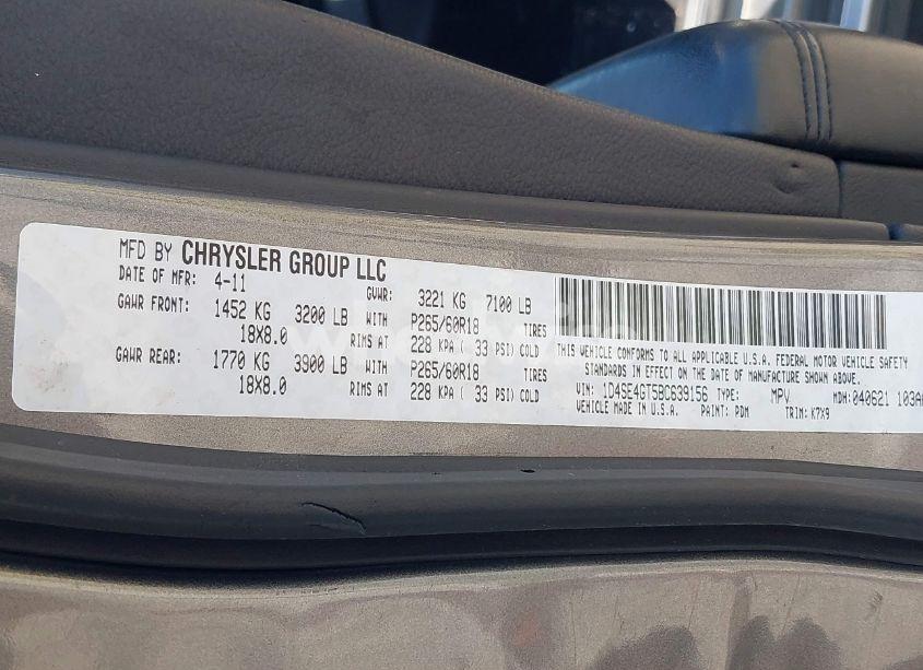 Photo 9 of 2011 Dodge Durango CREW (VIN 1D4SE4GT5BC639156)