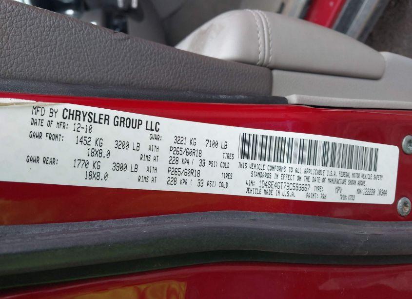 Photo 9 of 2011 Dodge Durango CREW (VIN 1D4SE4GT7BC593667)