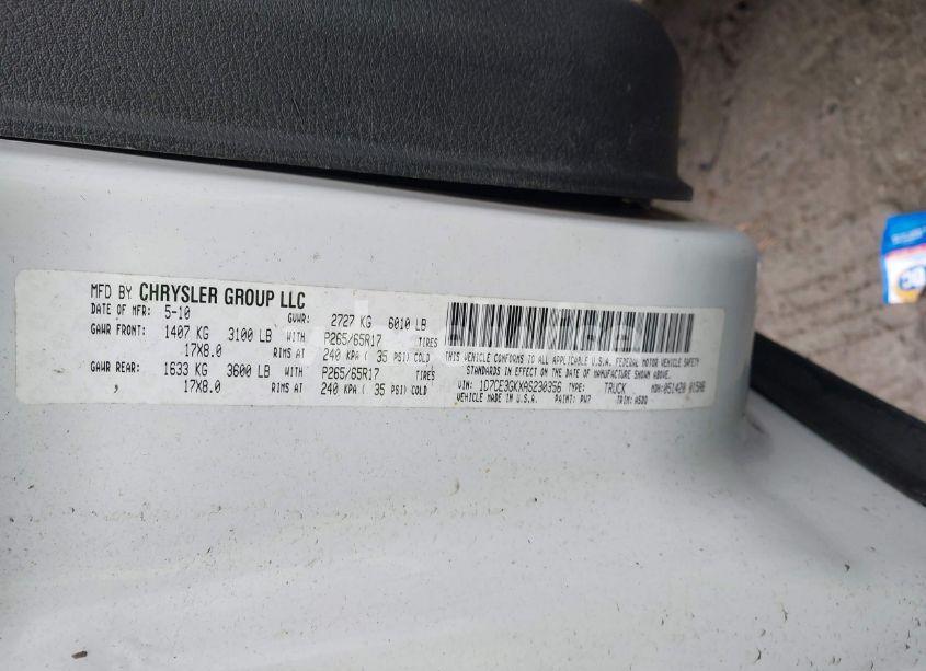 Photo 9 of 2010 Dodge Dakota BIGHORN/LONESTAR (VIN 1D7CE3GKXAS230356)