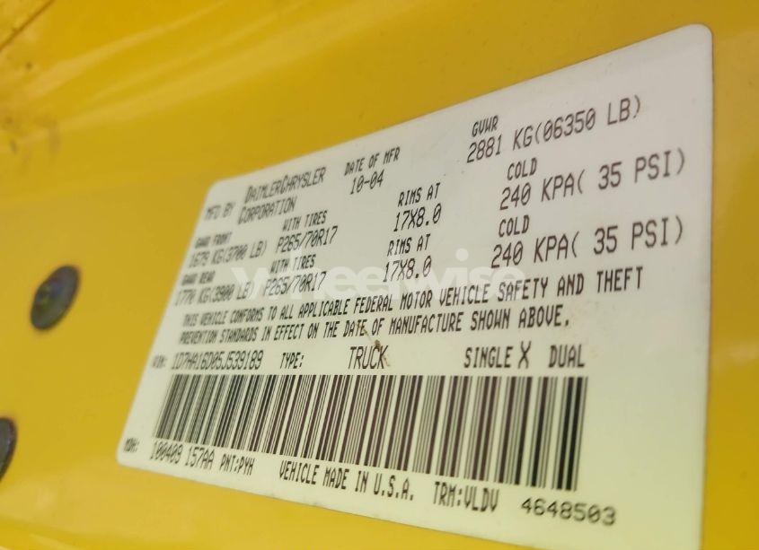 Photo 9 of 2005 Dodge Ram 1500 SLT/LARAMIE (VIN 1D7HA16D05J539189)