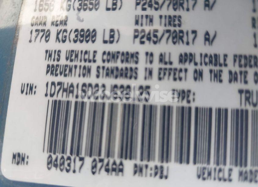 Photo 9 of 2003 Dodge Ram 1500 SLT/LARAMIE/ST (VIN 1D7HA16D23J638125)
