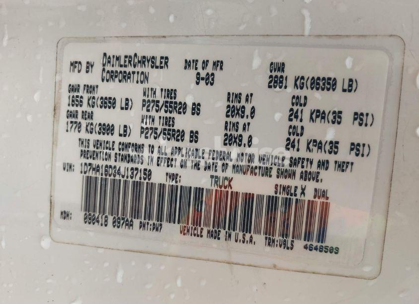 Photo 9 of 2004 Dodge Ram 1500 SLT/LARAMIE (VIN 1D7HA16D34J137150)