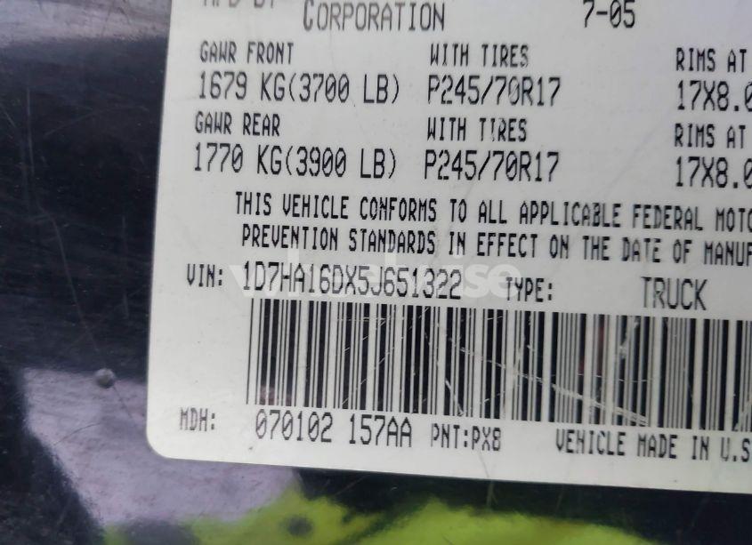 Photo 9 of 2005 Dodge Ram 1500 ST (VIN 1D7HA16DX5J651322)