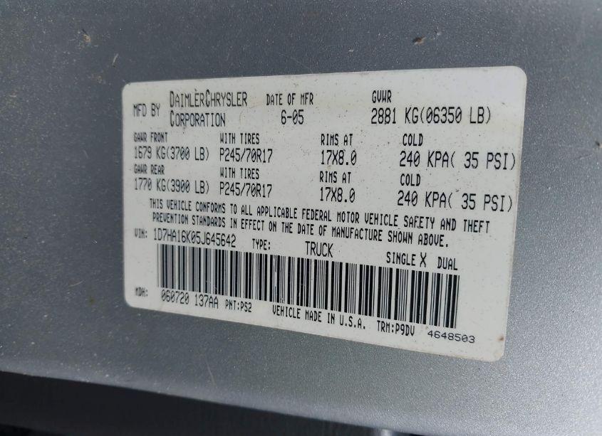 Photo 9 of 2005 Dodge Ram 1500 ST (VIN 1D7HA16K05J645642)