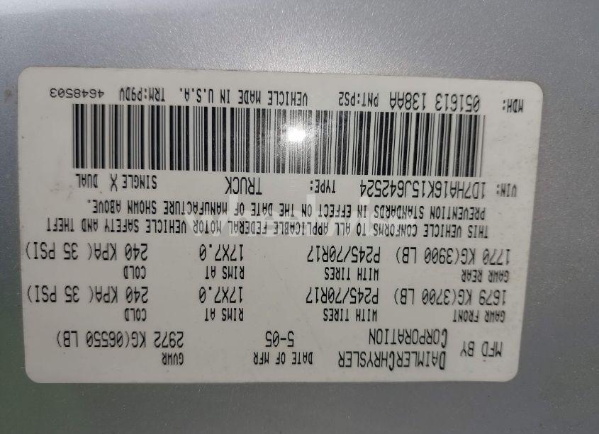 Photo 9 of 2005 Dodge Ram 1500 ST (VIN 1D7HA16K15J642524)